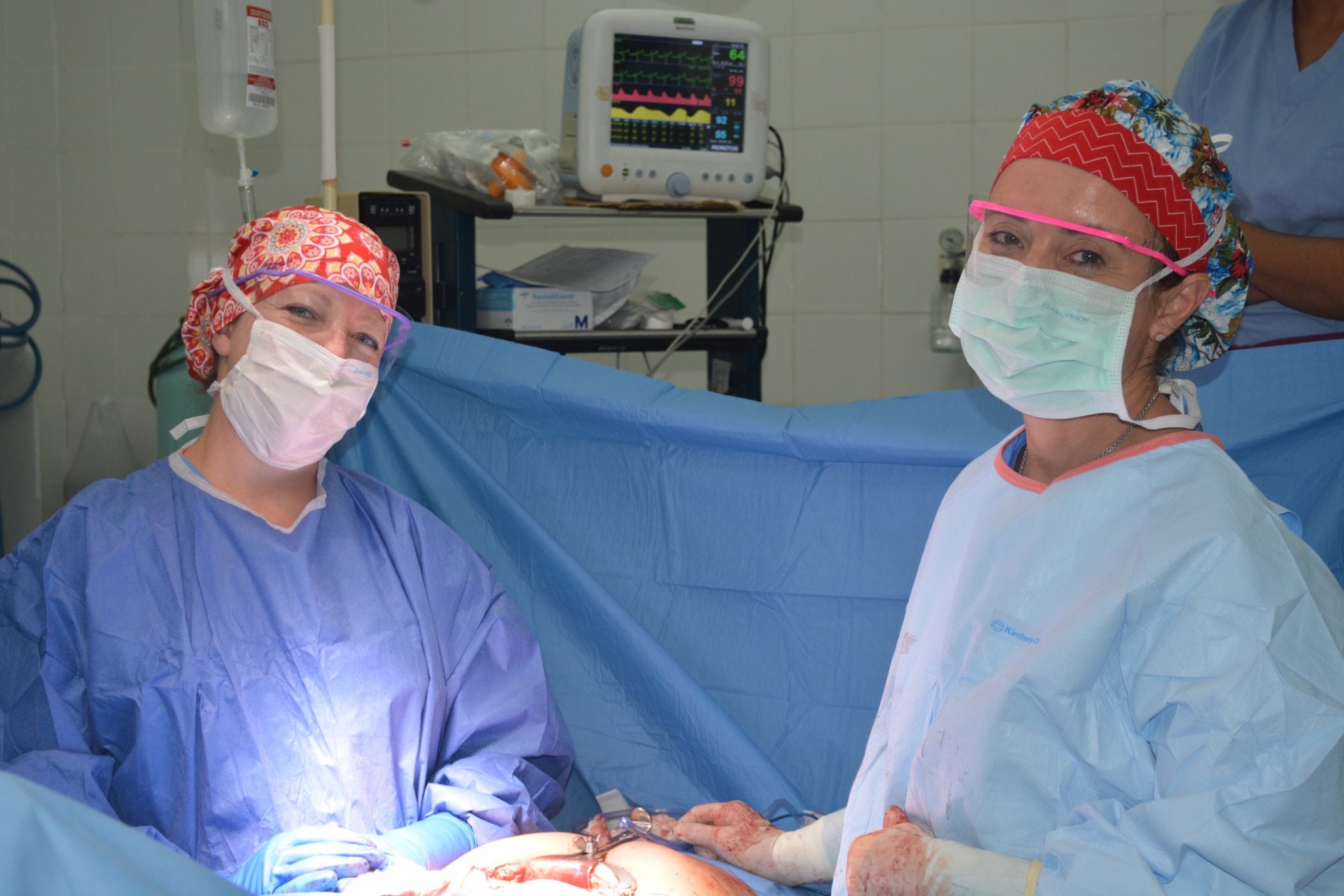 A woman wearing a surgical mask in photos.